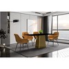 LeisureMod Quinix Modern Rectangular Dining Table for 4 to 8 People with Glass/Sintered Stone Top and Gold Stainless Steel Base - 3 of 4