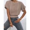 Garvee Women's Ruffled Short Sleeve Sweater Tops Round Neck Knitted Lightweight Cropped Pullovers Sweater - 2 of 4