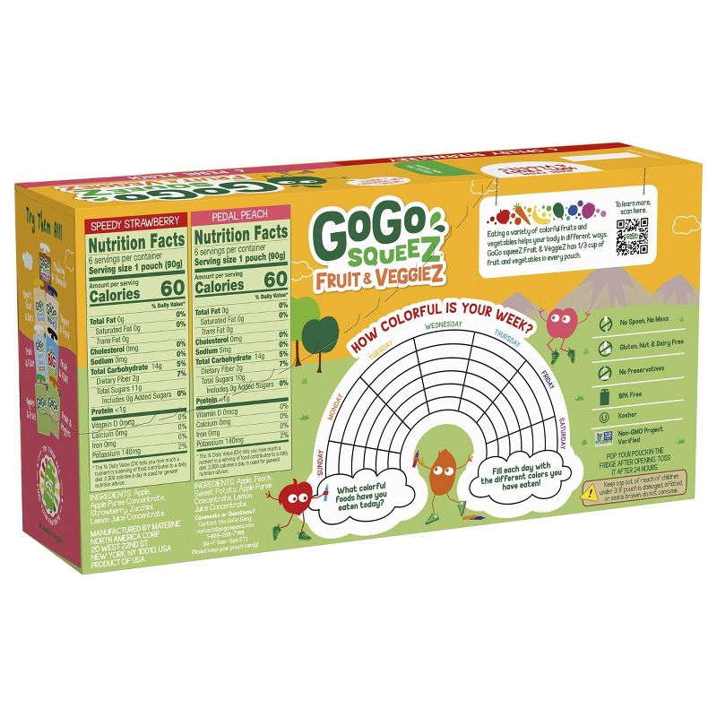 GoGo squeeZ Fruit &#38; VeggieZ, Variety Peach/Strawberry - 3.2oz/12ct, 4 of 12