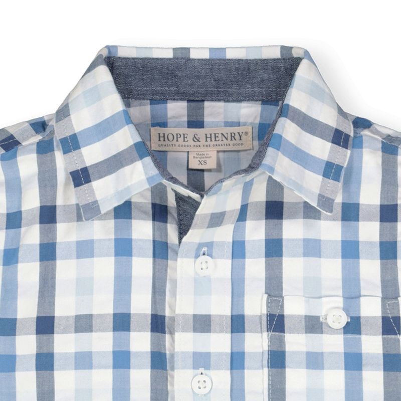 Hope & Henry Boys' Organic Seersucker Short Sleeve Button Down Shirt, Infant, 2 of 5