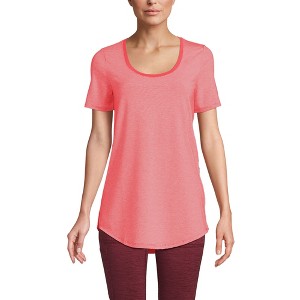 Lands' End Women's Short Sleeve Power Performance Scoop Neck Curved Hem Tunic Tee - 1 of 4