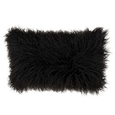 Poly Filled Faux Mongolian Fur Throw Pillow - Saro Lifestyle