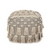Hawley Handcrafted Boho Fabric Cube Pouf with Tassels Ivory - Christopher Knight Home: Footstool, Indoor Use, No Assembly Required - 2 of 4