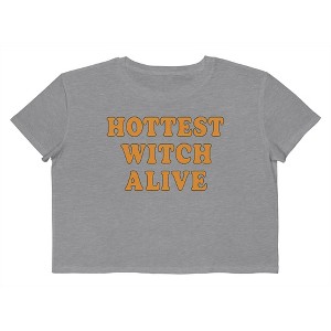 Rerun Island Women Hottest Witch Alive Text Short Sleeve Graphic Cotton Cropped Loose T-shirt - 1 of 4