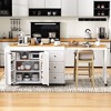 Whisen Kitchen Island with Extendable Dining Table, Storage Cart with 3 Drawers, Power Outlet, Spice Rack and 2 Door Cabinet - 4 of 4