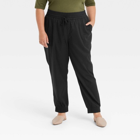 Women's High-rise Woven Ankle Jogger Pants - A New Day™ Black 3x : Target