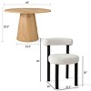 Dwen+Shaun 5-Piece Dining Table Set for 4, 46" Manufactured Grain and 4 Round Seat Beige Boucle Dining Room Chairs -Maison Boucle - 3 of 4