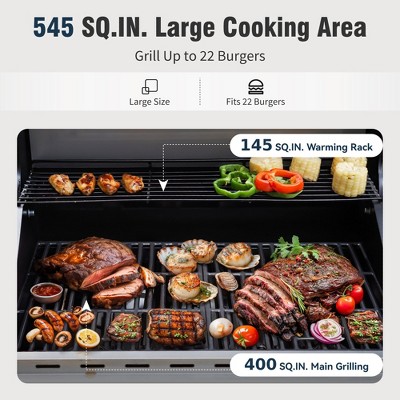 Captiva Designs Silver Stainless Steel 4-Burner Propane BBQ Grill with Side Burner