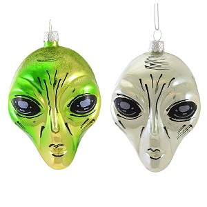 Craftoutlet.Com 3.5 Inch Alien Heads Space Halloween Tree Ornament Sets - 1 of 3