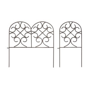 Scrollwork Wrought Iron Edging with Ground Stakes and Gunmetal Finish - 1 of 4