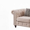 Linen Upholstered Tufted Accent Chair with Decorative Pillow and Loose Seat Cushion for Living Room - 3 of 4
