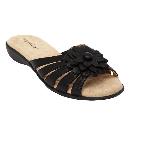 Comfortview Women's Wide Width The Abigail Sandal, 9 1/2 W - Black : Target