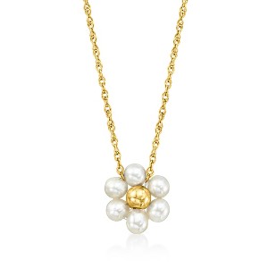 Pure Collection by Ross-Simons 3-3.5mm Cultured Pearl Flower Necklace in 14kt Yellow Gold Size 16 - 1 of 3