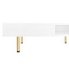 Wooakway Exquisite High Gloss Coffee Table with 4 Golden Legs and 2 Small Drawers - 2 of 4