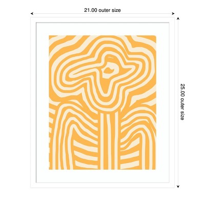 Yellow and White Abstract Wood Framed Wall Art Print