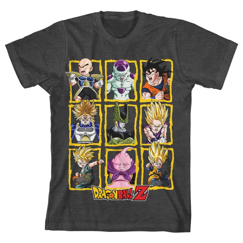 Dragon Ball Z Boxed Characters Boy's Charcoal Heather T-shirt, 1 of 4