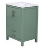 24'' Freestanding Bathroom Vanity with Ceramic Sink,Silver Handles and Soft Closing Doors-Green - 2 of 4