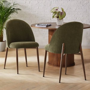 Set of 2 Modern Upholstered Dining Chairs with Walnut Metal Legs Armless Kitchen Chairs for Dining Room,Living Room,Small Spaces-Tanpinhause - 1 of 4
