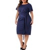 Agnes Orinda Women's Plus Size Round Neck Short Sleeve Belted Knot Tie Midi Bodycon Dresses - 2 of 4