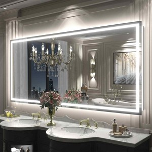 Apmir Super Bright Front & Back LED Lighted Anti-Fog Tempered Glass Bathroom/Vanity Mirror with ETL & 3-Year Warranty - 1 of 4