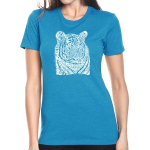 LA Pop Art Women's Premium Blend Word Art T-shirt - Big Cats - 1 of 4