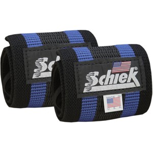 Schiek Sports Blue Line Heavy-Duty Reinforced Elastic Wrist Wraps - Black/Blue - 1 of 2