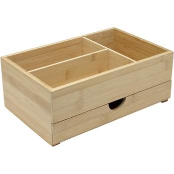 Sorbus Bamboo Desktop Organizer with Pull-Out Drawer