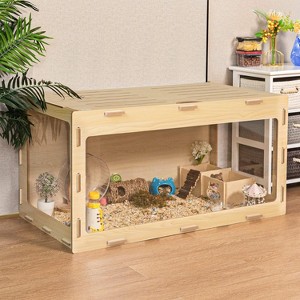 Sandinrayli Wooden Hamster Cage Chewproof, 32" Large Hamster Cages and Habitats - 1 of 4