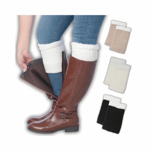 Tipi Toe Women's 3 Pairs Squared Chic Trio Boot Cuffs Winter Cable Knit Leg Warmers With Fleece Fuzzy Lining - 1 of 4