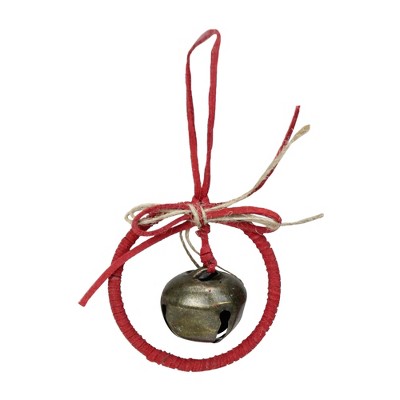 Northlight 4.3" Red Open Circle with Bow and Jingle Bell Christmas Ornament