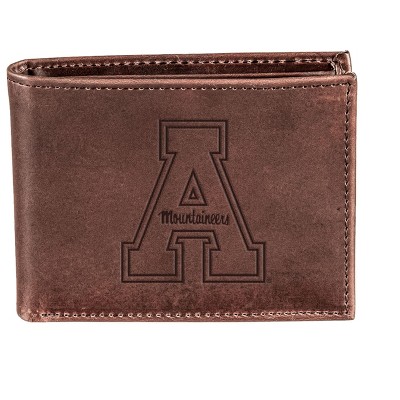 Evergreen NCAA Appalachian State Mountaineers Brown Leather Bifold Wallet Officially Licensed with Gift Box