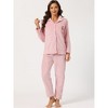 Allegra K Women's Flannel Button Down Lounge Winter Long Sleeves Pajama Sets - 3 of 4