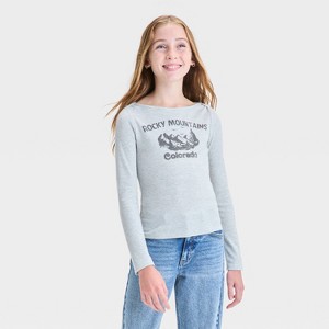 Girls' Long Sleeve Boat Neck T-Shirt - art class™ - 1 of 4