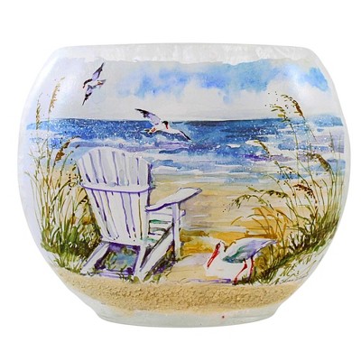 Stony Creek 6.5 Inch Seaside Moment Oval Pre-Lit Vase Beach Chair Tranquil Sand Novelty Sculpture Lights