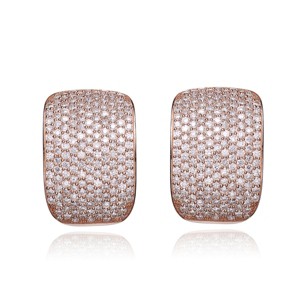Guili Sterling Silver Rhodium Plated Square Earrings with CZ Stones – A Radiant Pair Blending Modern Style and Classic Elegance - 1 of 3