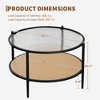 Garvee 30" Rattan Coffee Table, 2-Tier Round End Table with Storage, Round Water-Wave Glass Metal Center Tables, Modern Circular Coffee Tables - 2 of 4