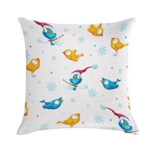 Winter Funny Big Eyed Birds Pillow Covers 18x18 Decorative Throw Pillows Soft Square Cushion Covers for Couch Sofa Bedroom - 1 of 1