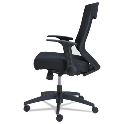 Black Adjustable Mid-Back Mesh Office Chair with Flip-Arm