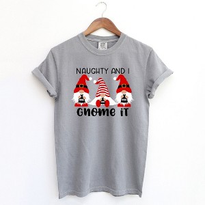 Simply Sage Market Women's Naughty and I Gnome It Short Sleeve Garment Dyed Tee - 1 of 4