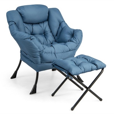 Tangkula Lazy Sofa Chair Accent Leisure Armchair with Folding Footrest & Storage Pocket