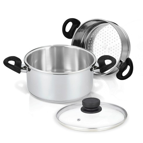 Farberware Classic Series 3qt Stainless Steel Stack 'n' Steam Sauce Pot  with Steamer Set Silver