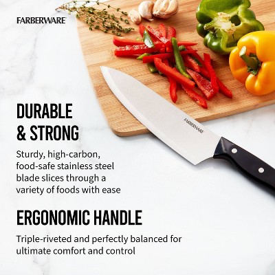 Farberware 14pc Triple Rivet Knife Block Set with Edgekeeper Sharpener Graphite: Stainless Steel Cutlery, Hand Wash‼️missing 2 ‼️