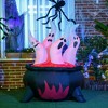 Outsunny 49.25" Inflatable Halloween White Ghosts in Red Cauldron, Blow-Up LED Display Indoor Outdoor for Garden, Lawn, Party, Holiday - 2 of 4