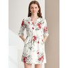 Allegra K Women's Button Front Floral Print Split Neck 3/4 Sleeves Mini Dresses - 2 of 4
