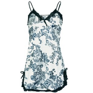 INSPIRE CHIC Women's Satin Lace Trim Sleepwear Nightgown Pajama Slip Dress - 1 of 4