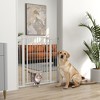 PawHut Dog Gate, 30"-41" Extra Wide Walk Through Pet Gate w/ Cat Door, 3-Inch & 5.5-Inch Extension Kits, Pressure Mounted - 3 of 4