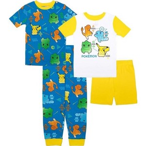 Pokémon Little/Big Boy's Character Print 4-Piece Cotton Pajama Set - 1 of 4