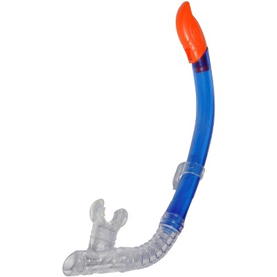 Swimline Dry Top Silicone Snorkel with Purge Valve – 17" - Blue & Orange