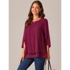Seta T Women's Casual Round Neck 3/4 Sleeve Double Layered Chiffon Blouse - 2 of 4