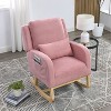 NicBex Modern Wood High Backrest Accent Chairs for Living Room,Upholstered Arm Chair Rocking Chair with Two Side Pockets & Pillow - 2 of 4